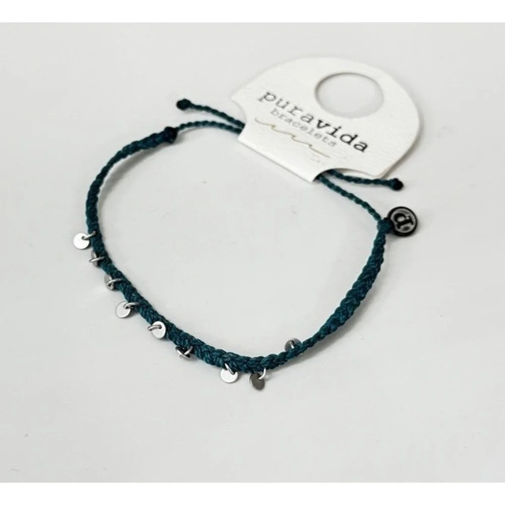 Pura Vida Anklet & Bracelet Teal / White NWT Set Of 2